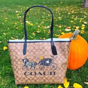 👻👻Coach City Tote In Signature Canvas With Halloween